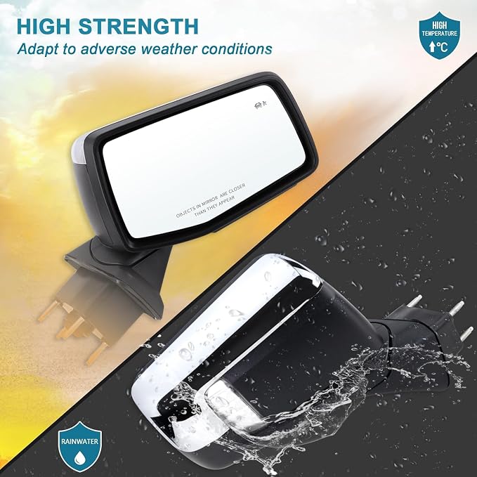 Right Passenger Side Mirror Compatible With 2019-2025 Chevy Silverado 1500 With Power Folding Heated Turn Signal Puddle Light Memory Temperature Sensor Blind Spot Chrome Replace#84898868(16Pins)