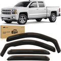 Window Visor Compatible with Chevy Silverado 1500/Avalanche 2007 2008 2009 2010 2011 2012 2013 GMC Sierra 1500/Silverado/Sierra 2500-3500HD Crew Cab Yukon XL in Channel Rain Guards