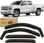 Window Visor Compatible with Chevy Silverado 1500/Avalanche 2007 2008 2009 2010 2011 2012 2013 GMC Sierra 1500/Silverado/Sierra 2500-3500HD Crew Cab Yukon XL in Channel Rain Guards
