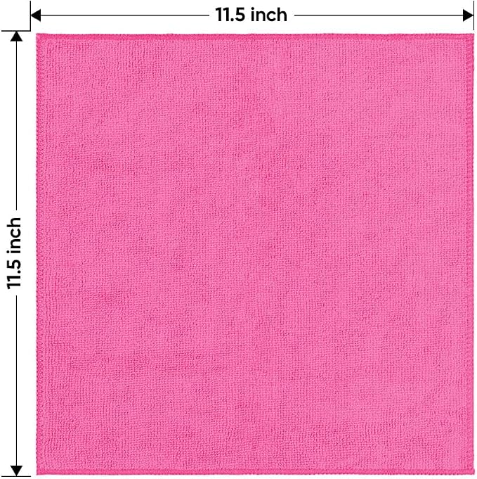Microfiber Cleaning Cloth 20 Pack 11.5 x 11.5 Inch Microfiber Towels for Cars Ultra Absorbent Cleaning Rags Lint Free Cleaning Towels for Household Kitchen, Window Car Pink