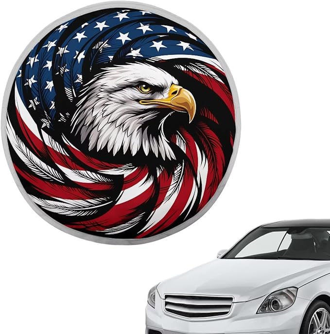 American Flag Eagle Steering Wheel Sun Shade Cover Anti-Heat Aluminum Foil Steering Wheel Cover Sun Shade, Auto Interior Protector Car Steering Wheel Cover for Women