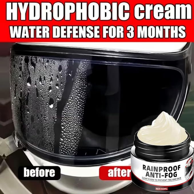 Anti Fog Cream - 50g Waterproof and Long-Lasting Balm, Windshield Defogger, Windshield Rain Proof Agent | Anti-Fog Suitable for Helmets, Goggles, Windshields, and Window