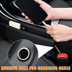 Car Seat Gap Organizer, Premium Leather Auto Seat Storage Box, Vehicle Adjustable Front Seat Gap Filler, Car Seat Side Pocket Organizer for Phones, Glasses, Keys, Money, Cards (Black)