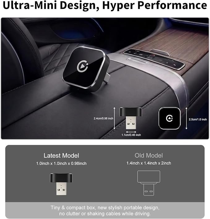 2026 New Wireless CarPlay Adapter, Compatible CarPlay & Android Auto, Plug and Play Wireless CarPlay Dongle, Fast Auto-Connect, Type-C & USB Cable Included, Supports iOS 10+ & Android