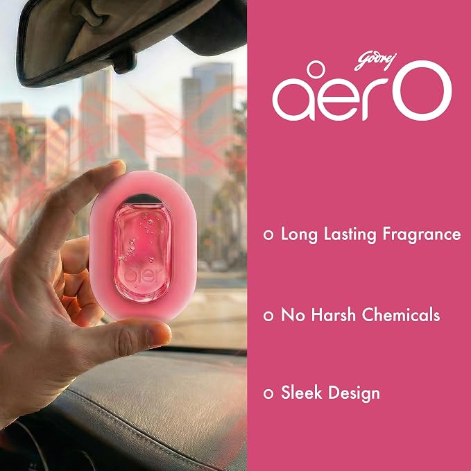 AER O Hanging Car Air Freshener Gel – Rose Blossom, Long Lasting 30 Days, Leak-Proof Odor Neutralizer, Rear-View Mirror Car Air Freshener with Steady Freshness Technology, Pack of 4