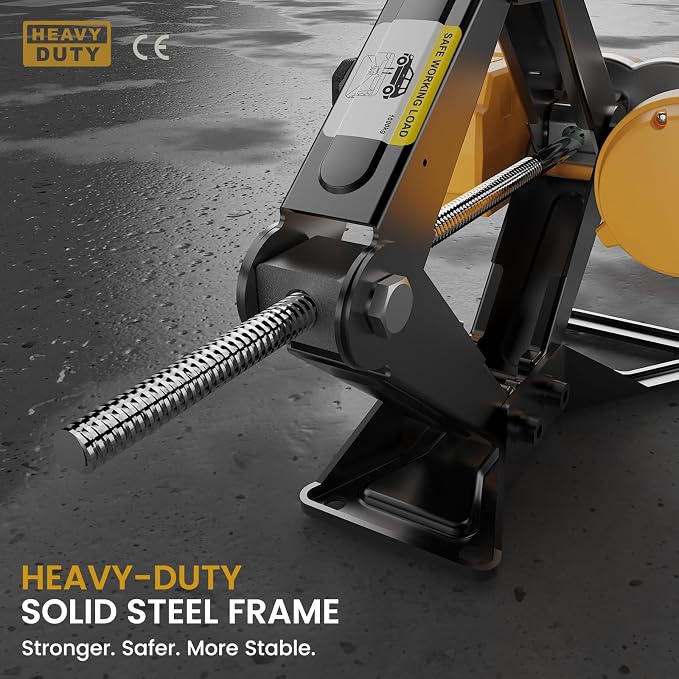 Dual Power Electric Car Jack w/ 4.0Ah Battery & 12V DC Backup, Compatible with Dewalt 20V MAX Battery, 1 Ton Cordless Jack, 5.5-15.7in Lifting Range, Heavy Duty Steel Jack for Emergency Tire Change