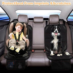 Car Seat Protector, Large Auto Protector for Child Seats with Thickest Padding and Non-Slip Backing Mesh Pockets for SUV, Sedan, Truck, Leather and Fabric - Black