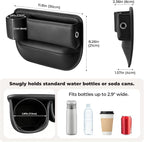 Universal Fit Car Seat Gap Filler Organizer | Extra Storage Organizer with Cup Holder | Easy Access | Premium Leather | Black | 2 Pack