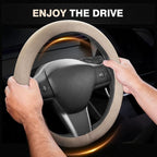 Winter Steering Wheel Cover, Microfiber Suede Car Steering Wheel Covers with Anti-Slip Lining, Breathable Elastic Car Steering Wheel Protector Soft, Universal Standard Size 14-15 inch