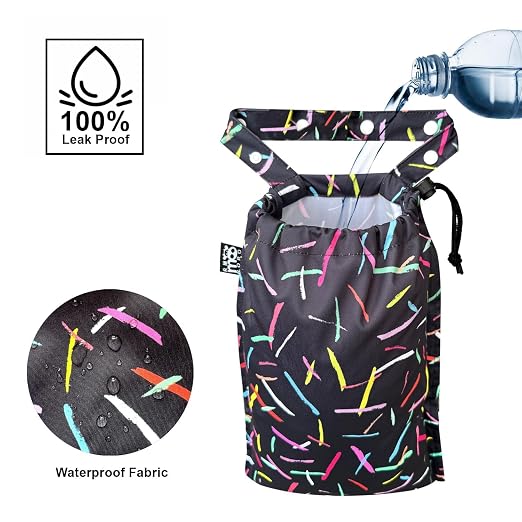 Cute Hanging Car Trash Garbage Bag 100% Leakproof Waterproof Multipurpose for Car Back Front Seat Console with Hanging Strap (Colorful Lines)