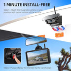 Dual Magnetic Solar Wireless Backup Cameras: HD1080P 7” Touchscreen Portable with DVR, BSD, 1-Min Install-Free IR Night Vision Hitch Backup Camera for Trailer/Truck/Small RV/Camper/Tractor