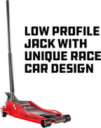 Powerbuilt 2.5 Ton Low Profile Fast Lift Floor Jack – Heavy Duty Dual Piston Quick Pump, 3" to 19.5" Lift Range for Cars, Trucks, SUVs – Precision Foot Pump, Wide Saddle – 240076
