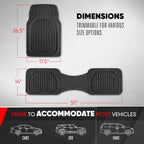 FlexTough LITE Rubber Car Mats Full Set - All Weather Floor Mats for Cars & SUVs - Automotive Waterproof Black Car Floor Mats for Cars Interior Accessories Universal Trim-to-Fit