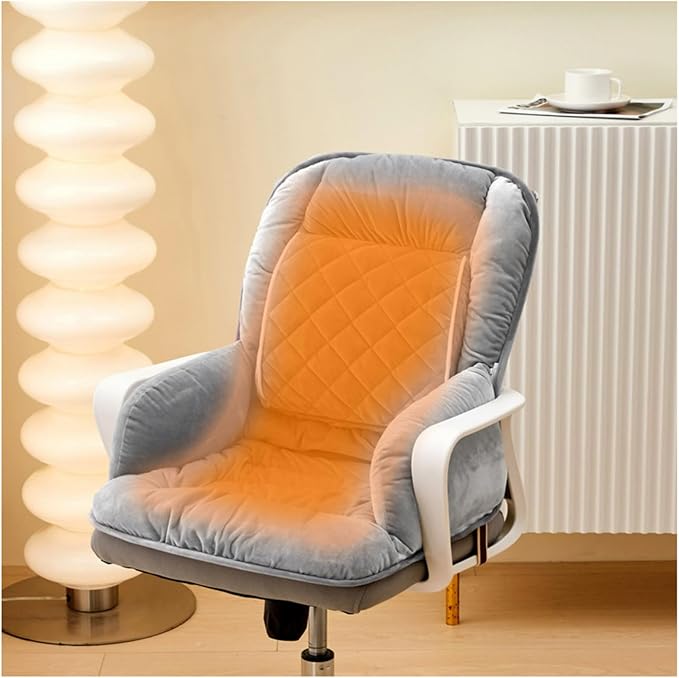 USB Heated Seat Pad Cushion for Office Chair | 3 Heat Levels, Time Setting | Large Heating Area Heated Seat Pad Cover with Lumbar support for Home & Office, Wheelchair(Smoky Gray)