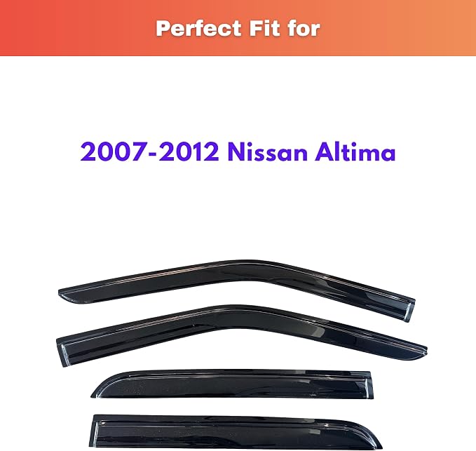 KPY Rain Guards Fit for 2007-2012 Nissan Altima, Out-Channel Window Visors Vent Wind Deflectors 4PC, Car Accessories for 07-12 Altima