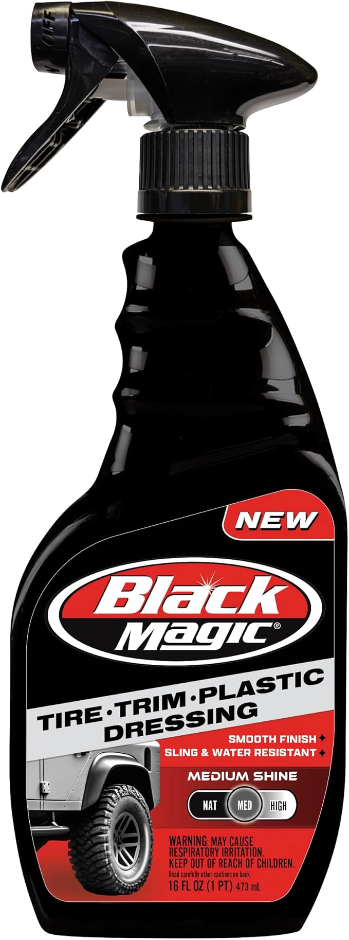 120230 Tire Trim Plastic Dressing, Medium Shine, Streak-Free, Water Resistant & Non-Greasy Formula for Tires, Trim & Plastic, Lasts Up to 2 Weeks - 16 Fl Oz