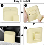 Car Trash Can, Portable Vehicle Trash Bin with Lid, Car Dustbin Garbage Organizer Holder with One Roll Trash Bag, Leakproof Hanging Mini Cars Storage Bag Container for Auto, SUV, Office (Beige)