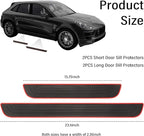 4PCS Car Door Sill Protector,Anti-Scratch Rubber Car Door Protector Edge Guards for Door Steps,Universal Waterproof Door Threshold Strips Exterior Accessories for Car Truck SU (Black+Red, Width 2.36")