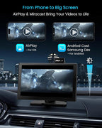 IK9 9" Wireless CarPlay & Android Auto Screen, Portable Car Stereo with 4K Dash Cam & 1080p Rear Camera, CarPlay with Backup Camera, Touch Screen GPS Display, Mirror Link, Apple Car Play Screen