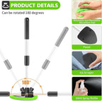 Windshield Cleaning Tool, 23-inch Extendable Handle Car Window Cleaner with 4 Reusable and Washable Microfiber Pads, Auto Glass Wiper Kit for Interior & Exterior, Ideal for Dirty Car Windows, Green
