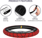 Car Steering Wheel Cover for Women Men, Non-Slip Red Spider Web Steering Wheel Protector, Universal 14"-15" Fit for Cars, SUVs, Trucks (Red Spider Web)