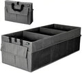 Trunk Organizer for Car, 12 Pockets Sturdy Car Organizer for SUV, Non-Slip Bottom, Folded Trunk Storage Organizer for Sedans, Van, Jeep, Grocery, Large 3 Compartments, Dark Gray 32"×13"×10"