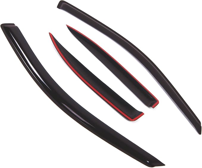 WD2-470 Dark Smoke 4 Pcs Set Window Visor (Outside Mount) Deflector Rain Guard Compatible with 1999-2005 Volkswagen Jetta