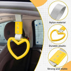 2PCS Heart Shaped Car Handle Straps, Rear Bumper Warning Keychain Ring for Car Exterior Accessories (Yellow-Silver)