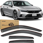 Tape on Rain Guards for Honda Civic Sedan 2022 2023 2024 2025 2026, Window Deflectors Window Visors for Fresh Air Circulation, Crack Window Open in Rain, Smoke Tinted, 4PCS