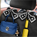 2 Pack Car Purse Hooks, Cute Bow Car Seat Headrest Hook Hanger for Purses and Bags, Space-Saving Car Accessory (Flower)