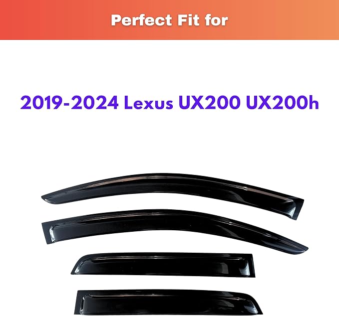KPY Rain Guards Fit for 2019-2024 Lexus UX200 UX200h UX300h, Out-Channel Window Visors Vent Wind Deflectors 4PC, Car Accessories for 19-24 Lexus UX Series