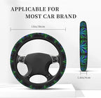 Elastic Car Steering Wheel Cover,Psychedelic Cannabis Leaf Weed Plant Protector Upgrade Thicken,Durable Soft Car Accessories for Diverse Cars Truck SUV for Men Women Universal 15 Inch