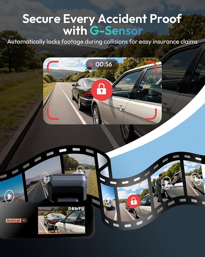4K Dash Cam Front and Rear, 170° Ultra Wide 4K+2K Dashcam with ADAS, Night Vision, 24/7 Parking Mode, IMX415 STARVIS Sensor, WDR, 5.8GHz WiFi, Built-in GPS, Loop Recording (No SD Card)