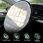 Car Steering Wheel Sun Shade, 16.93" Anti-Heat Aluminum Film Steering Wheel Sun Block Cover, Heat Insulation Cooling Protective Cover, Universal Steering Wheel Shield Accessories (Silver)