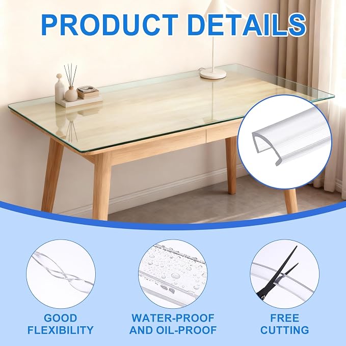 Clear Edge Trim, 9.8Ft Silicone U Channel Edge Protector, Edges Guards Fits 21/32"-23/32" for Car Doors Sheet Metal Parts (7/8" W x 5/16" H)