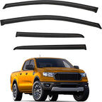 4pcs Window Visors Compatible with 2019-2022 Ranger Crew Cab Front+Rear Smoke Tint Sun/Rain Guard Outside Mount Tape-On Vent with 4 Full Size Doors