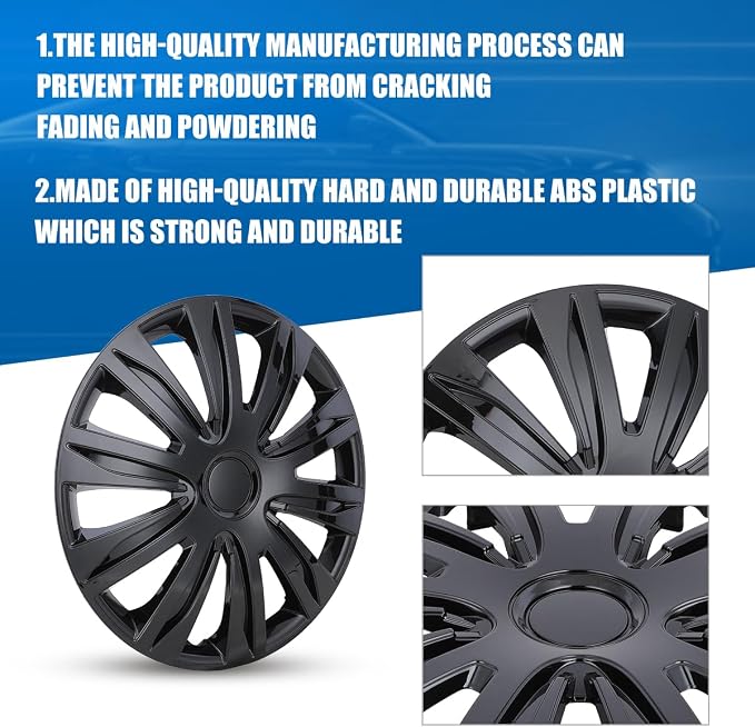 4-Pack 17 Inches Wheel Rim Cover Hubcaps,Redesign Fashion Style Replacement Hubcaps,Car Truck SUV Hub Accessories,Black Lacquer
