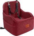 Dog Car Seat for Small/Medium Dogs,6in Elevated Cushion,Fits in Front/Back Seat,Fully Detachable and Washable,2 Storage Pockets,Easy to Install (Red, Medium)