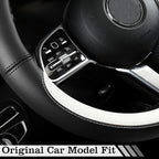 Car Leather Steering Wheel Cover - Panapi Material, Universal 14.5-15 Inch Leather Anti-Slip Breathable Auto Steering Wheel Covers for Men Women (Nappa Leather - Black & White)