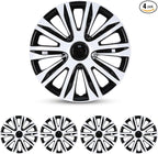 17 Inch Hubcaps Set of 4 Universal Wheel Rims Cover Hubcaps | Snap On Car Truck SUV Steel Wheels Hubcap and Durable ABS+PC Material (17-Inch-B, Black White)
