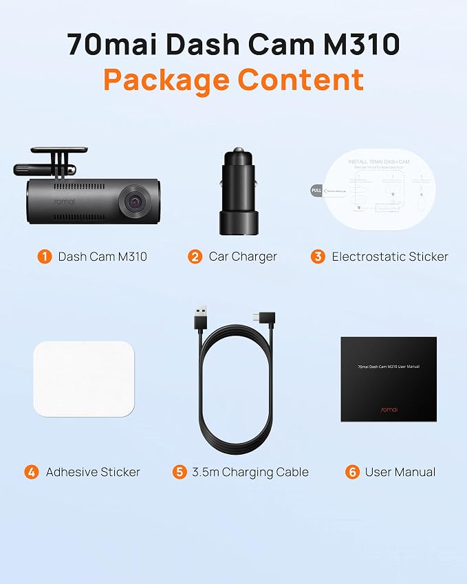 Dash Cam M310, Dash Camera for Cars 1296P QHD, Smart Dash Cam Front Built in WiFi, 130° Wide-Angle FOV, WDR, Night Vision, iOS/Android Mobile App, Loop Recording, Parking Monitor, Time-Lapse