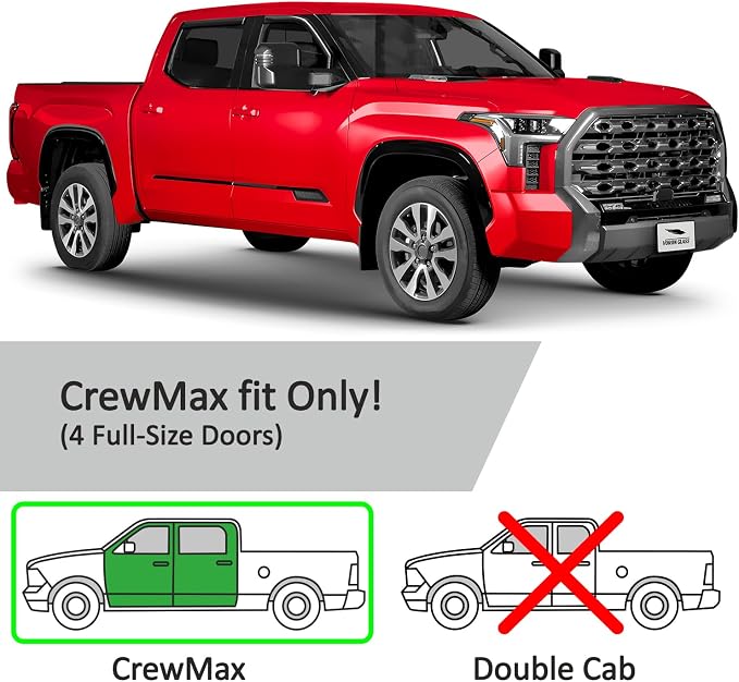 Voron Glass in-Channel Extra Durable Rain Guards for Toyota Tundra 2022-2026 CrewMax, Window Deflectors, Vent Window Visors, 4 Pieces - 200814