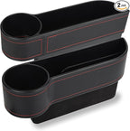 2 Pack Car Seat Gap Filler Organizer, Automotive Front Seat Storage with Cup Holder, Auto Console Side Extra Storage Boxes - Passenger & Driver Side