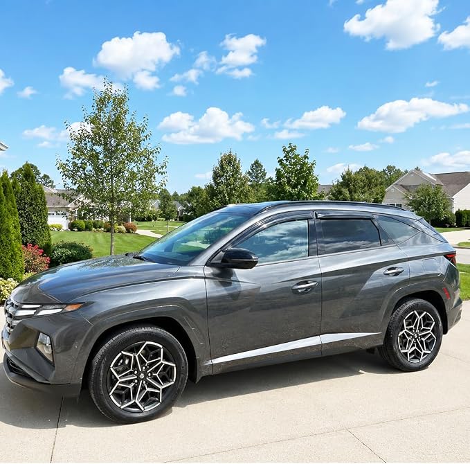 2022-2026 Tape-on Rain Guards for Hyundai Tucson Side Window Deflector Visors SE SEL N-Line XRT Limited Hybrid Durable Tinted Vent Shade 2023 2024 2025