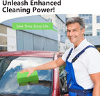 Windshield Cleaner Tool 22.5" L - Car Interior&Exterior Window Cleaning Kit with Extendable Handle&4 Microfiber Pads and Thick Large Wash Sponge, Auto Glass Wiper Brush Kit for Cars Home (7pcs Green)