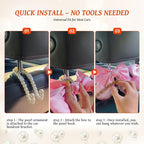 2 PCS Bow Pearl Car Seat Headrest Hook – Cute Purse Hook for Car, Girly Interior Decoration Accessories Hook Hanger, Seatback Holder for Purses & Bags, Elegant Car Organizer (Orange)