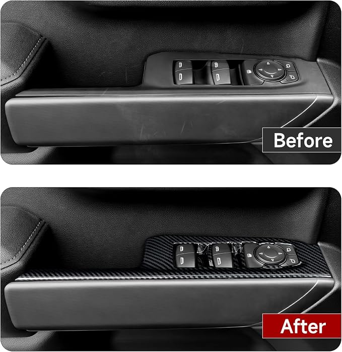 ABS Carbon Fiber Interior Window Lift Switch Panel Cover Trim for 2019-2025 Chevy Silverado | for 2019-2021 GMC Sierra 1500 2500 3500 HD Accessories (Double Cab)