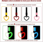 2 Pcs Heart Shaped Car Handle Strap – Drift Charm Rear Bumper Warning Ring Decor for Car Interior Exterior, Subway Bus Handle Accessory, Cute Heart Car Decor Gift for Women & Men (Red)