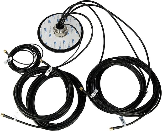 5-in-1 Professional Low-Profile MIMO LTE + Wi-Fi + GPS Screw Mount Combination Vehicle Antenna Compatible with Cradlepoint, Digi, Peplink and Other Modems/Routers (ANT-500-221)