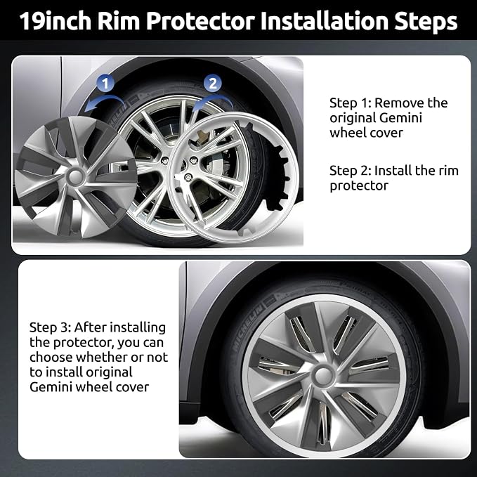 Wheel Rim Protector for Tesla Model Y Gemini 19 inch Apollo Wheels 2020-2024 Model Y Accessories All-in-one Car Tire Trim Rings Rim Case Hubcaps Wheel Cover
